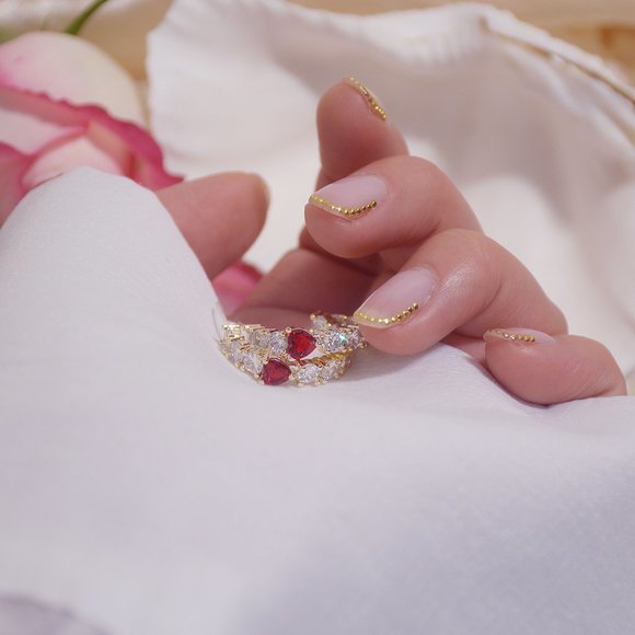 NEW 14K Gold Plated Diamond Heart Hoop Earrings - Picture 7 of 9